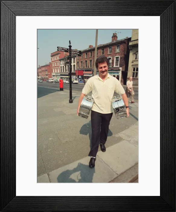 Framed Print : Pete Best, posing for the camera in Liverpool. Pete Best was the original