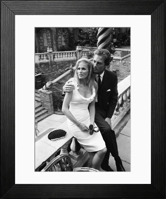 Framed Print : Ursula Andress, swiss actress, meets her new leading man John Richardson