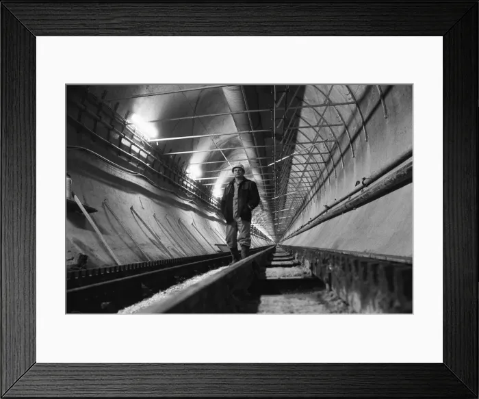 Framed Print : Channel Tunnel Construction 28th November 1987. One of the tunnellers of Framed Print : Channel Tunnel Construction 28th November 1987. One of the tunnellers of