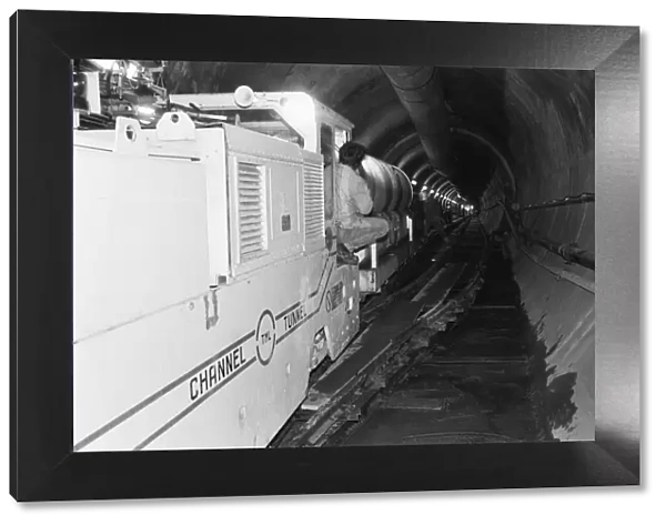 Channel Tunnel Construction 28th November 1987. One of the small bore tunnelling