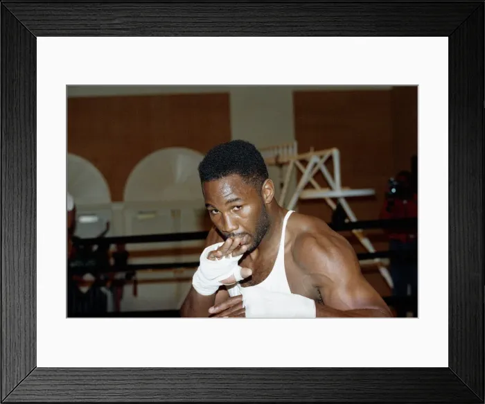 Framed Print : Lennox Lewis training ahead of his world title bout with Tony Tucker. Circa May1993