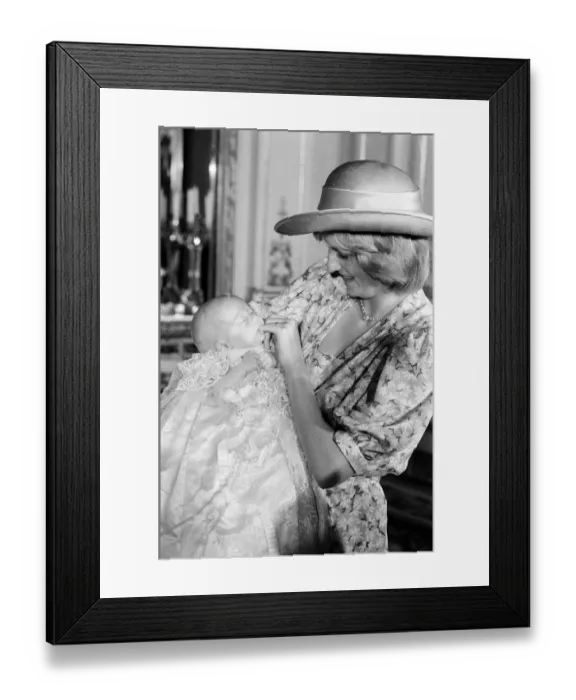 Framed Print : Princess Diana holds her son Prince William in her arms in the White Drawing Room of Framed Print : Princess Diana holds her son Prince William in her arms in the White Drawing Room of