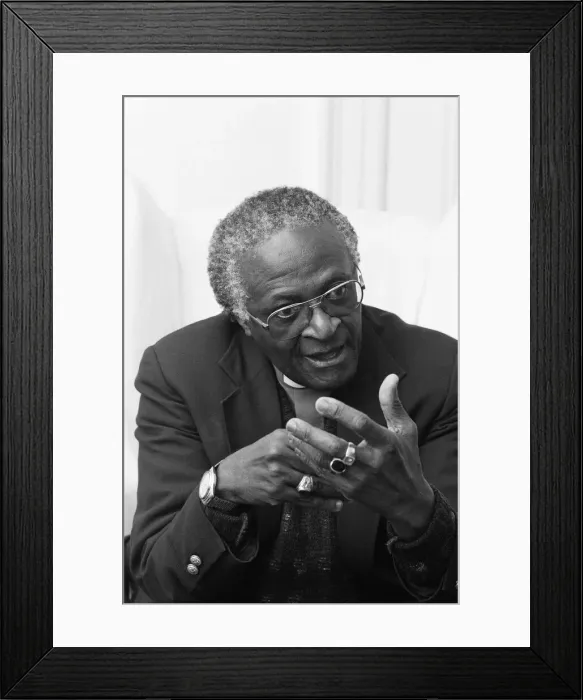 Framed Print : Archbishop Desmond Tutu, pictured in Coventry, West Midlands. 16th April 1989 Framed Print : Archbishop Desmond Tutu, pictured in Coventry, West Midlands. 16th April 1989