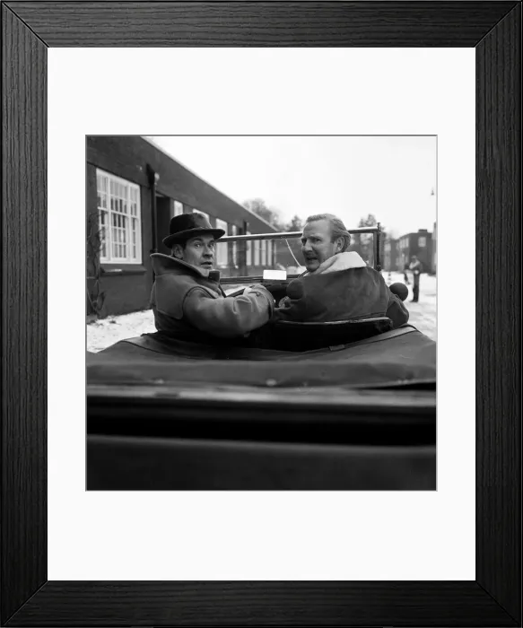 Framed Print : Leslie Phillips (right) takes part in a showbiz car rally Framed Print : Leslie Phillips (right) takes part in a showbiz car rally