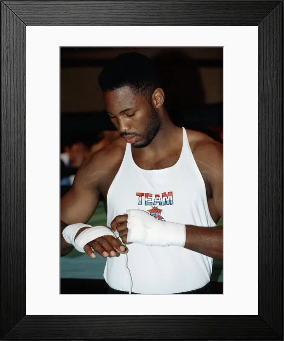 Framed Print : Lennox Lewis training ahead of his world title bout with Tony Tucker. Circa May1993