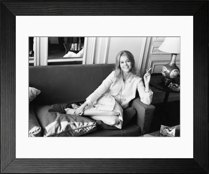 Framed Print : Jane Fonda, american actress, in the UK to promote her starring role in new film Circle
