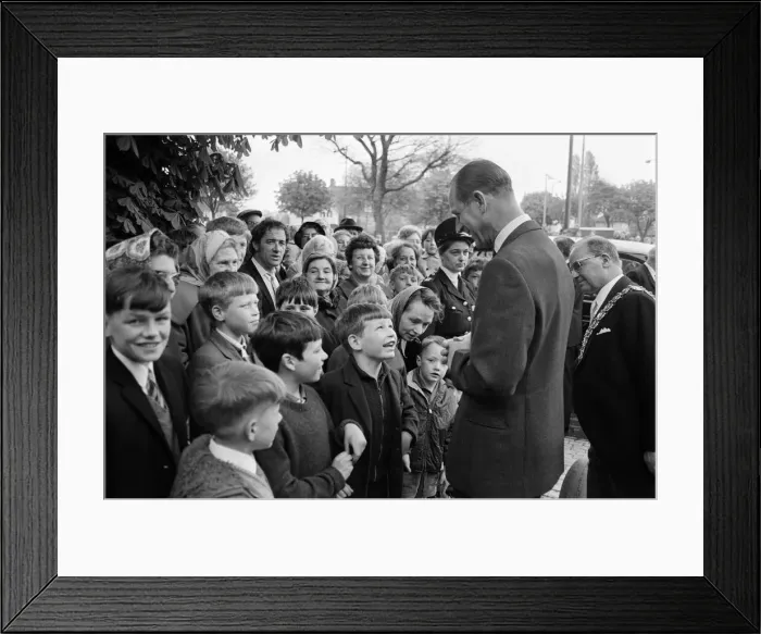 Framed Print : Prince Philip, Duke of Edinburgh, visiting the College of Food and ROSPA. West Midlands Framed Print : Prince Philip, Duke of Edinburgh, visiting the College of Food and ROSPA. West Midlands