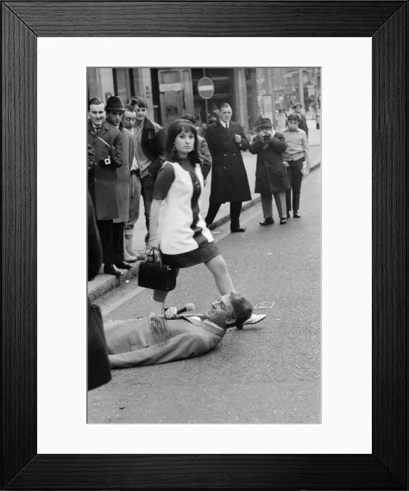 Framed Print : Peter Cook filming the comedy show called Not Only