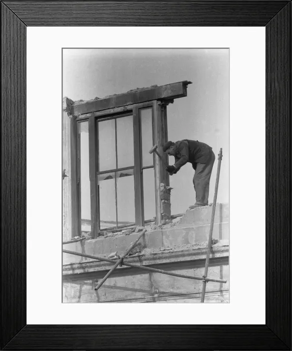 Framed Print : Clearing bomb damage buildings in Bromley by Bow. 3rd March 1955 Framed Print : Clearing bomb damage buildings in Bromley by Bow. 3rd March 1955