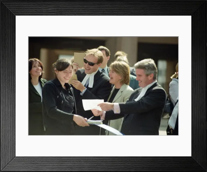 Framed Print : People in Liverpool city centre watching the solar eclipse. 11th August 1999