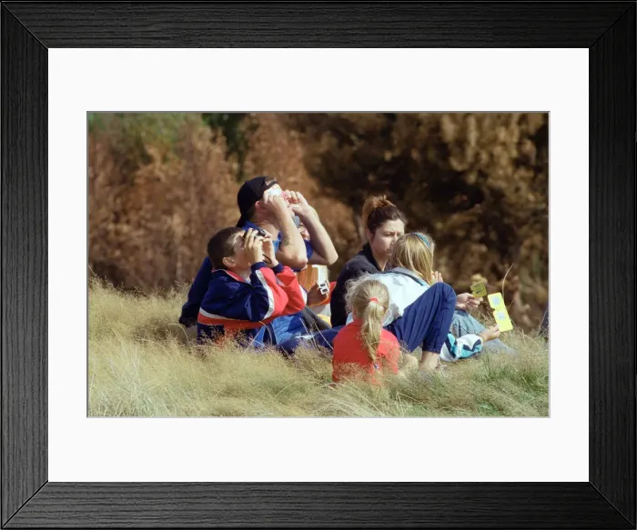 Framed Print : People watching the solar eclipse at Bidston Hill. 11th August 1999 Framed Print : People watching the solar eclipse at Bidston Hill. 11th August 1999