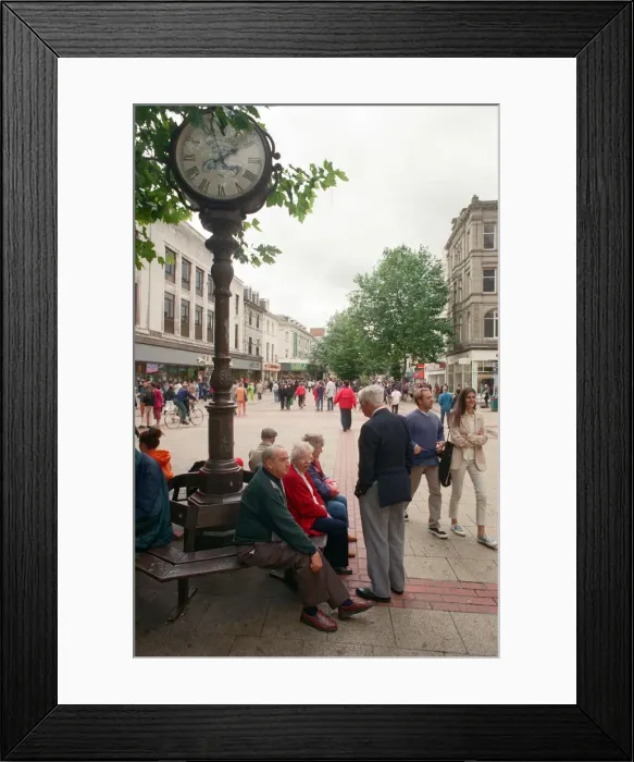 Framed Print : Echo Centenary Clock on Queen Street, Cardiff, on the day of Princess Dianas funeral Framed Print : Echo Centenary Clock on Queen Street, Cardiff, on the day of Princess Dianas funeral