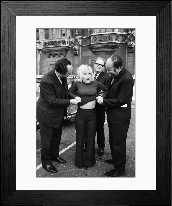 Framed Print : It was sweaters off for Barbara Windsor and members of Parliament outside the House of Framed Print : It was sweaters off for Barbara Windsor and members of Parliament outside the House of