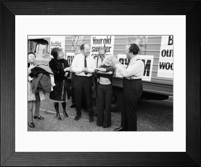 Framed Print : It was sweaters off for Barbara Windsor and members of Parliament outside the House of
