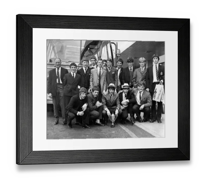 Framed Print : Newcastle United Junior team arriving back from Holland after winning the Feyenord