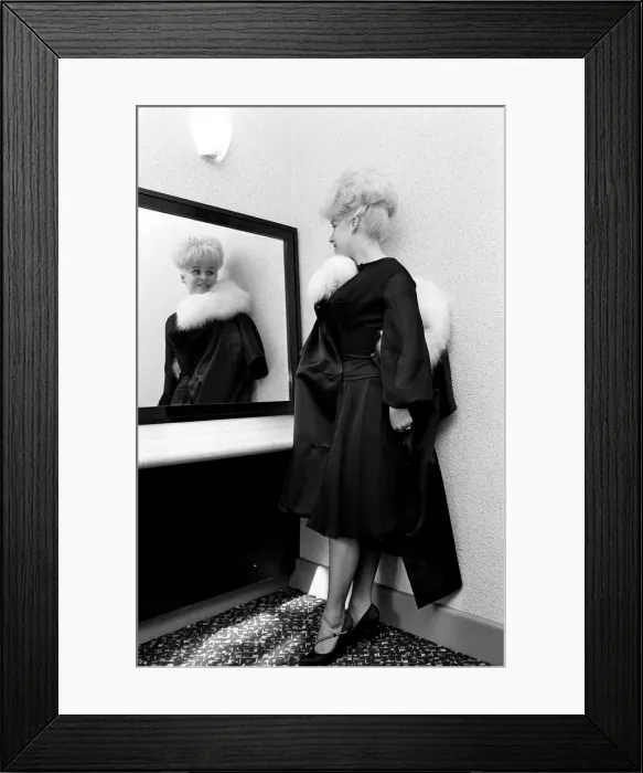 Framed Print : Actress Barbara Windsor in her dress that she plans to wear for the Royal premiere of her Framed Print : Actress Barbara Windsor in her dress that she plans to wear for the Royal premiere of her