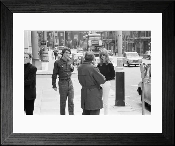 Framed Print : Life at the Top, 1965 film, on location filming around The Economist building in St James Framed Print : Life at the Top, 1965 film, on location filming around The Economist building in St James