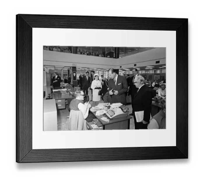 Framed Print : Prince Philip, Duke of Edinburgh, visiting the Birmingham Post and Mail offices
