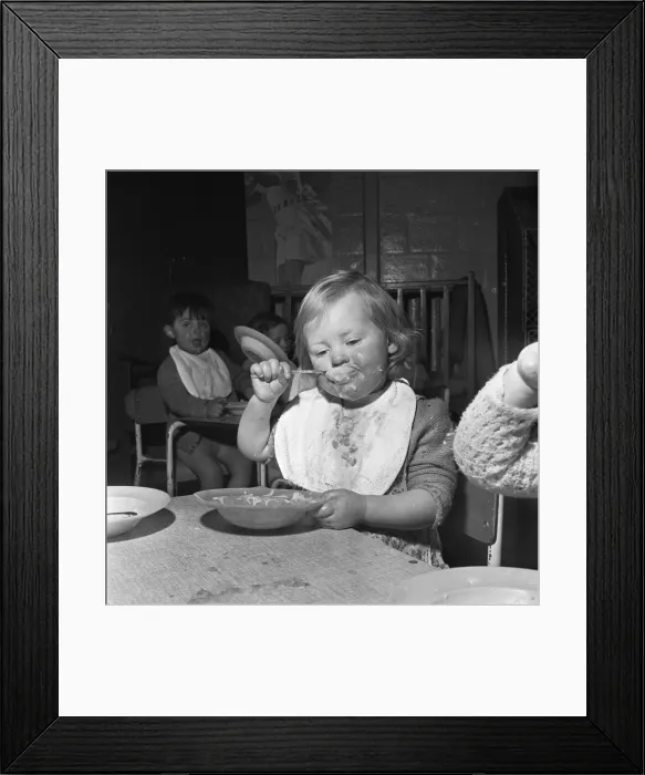 Framed Print : Lunch time at the L. C. C. Day nursery in Regency Street, Victoria Framed Print : Lunch time at the L. C. C. Day nursery in Regency Street, Victoria