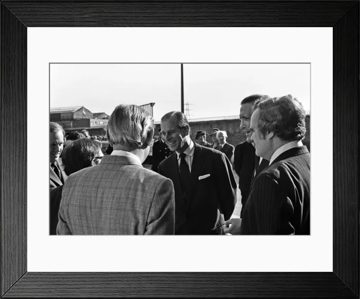 Framed Print : Prince Philip, Duke of Edinburgh visits GEC Stafford. 10th March 1978 Framed Print : Prince Philip, Duke of Edinburgh visits GEC Stafford. 10th March 1978