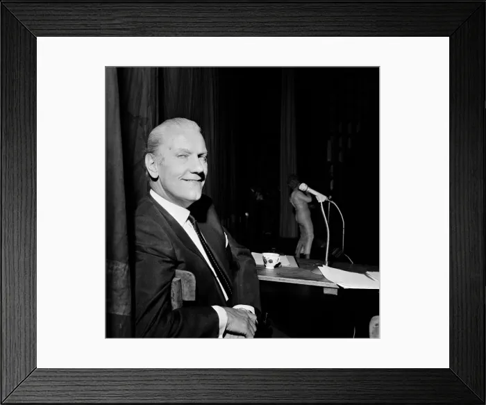 Framed Print : Carroll Levis, (58) the Canadian Talent Spotter and Star Maker pictured here Framed Print : Carroll Levis, (58) the Canadian Talent Spotter and Star Maker pictured here