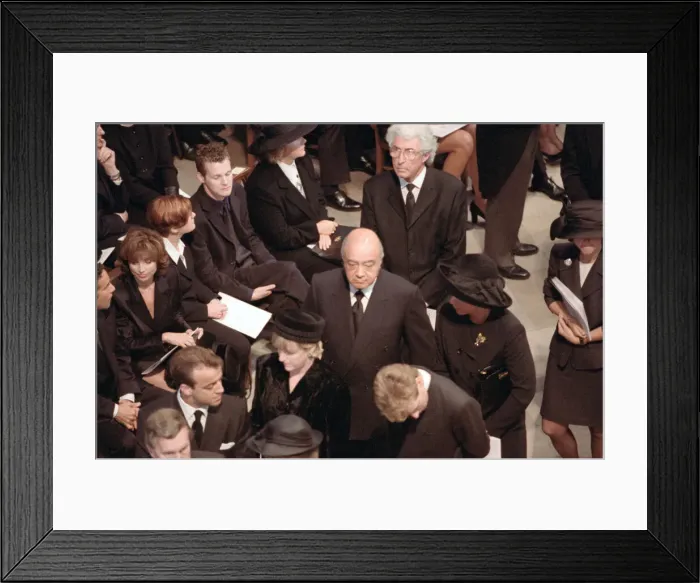 Framed Print : Mohamed Al-Fayed at the funeral of Diana, Princess of Wales at Westminster Abbey, London Framed Print : Mohamed Al-Fayed at the funeral of Diana, Princess of Wales at Westminster Abbey, London