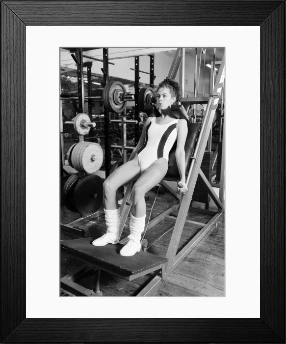 Framed Print : Model Andrea Kovic working out at the Covent Garden Fitness Centre. 8th January 1987 Framed Print : Model Andrea Kovic working out at the Covent Garden Fitness Centre. 8th January 1987