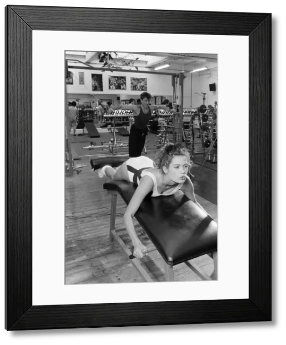Framed Print : Model Andrea Kovic working out at the Covent Garden Fitness Centre. 8th January 1987 Framed Print : Model Andrea Kovic working out at the Covent Garden Fitness Centre. 8th January 1987