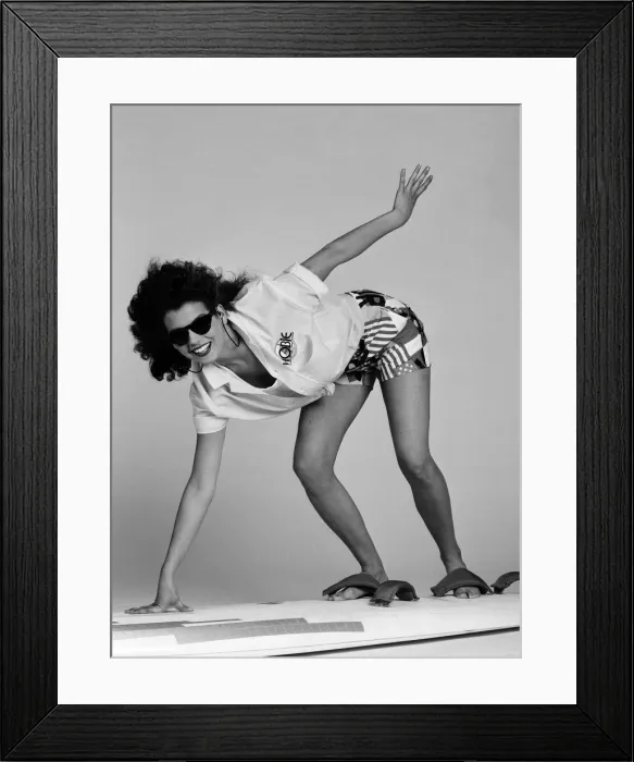 Framed Print : Model wearing sports fashions. 11th June 1987