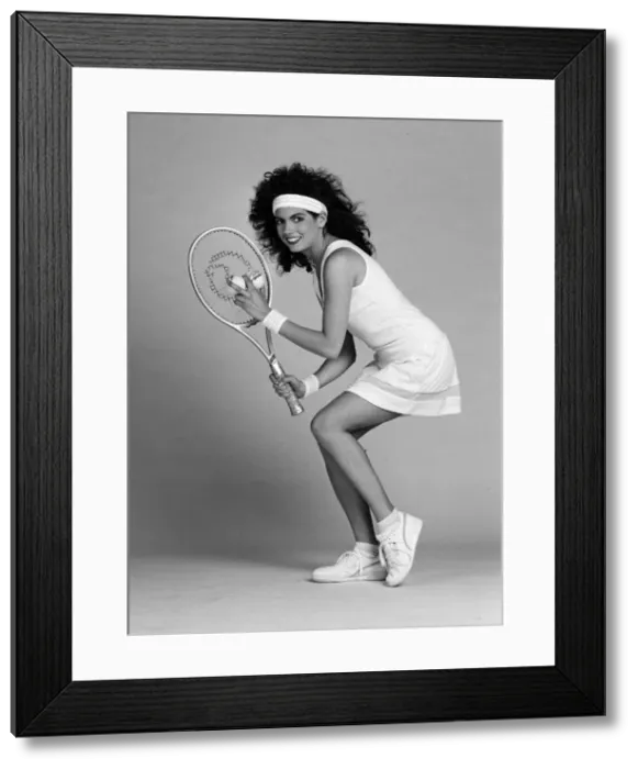 Framed Print : Model wearing sports fashions. 11th June 1987