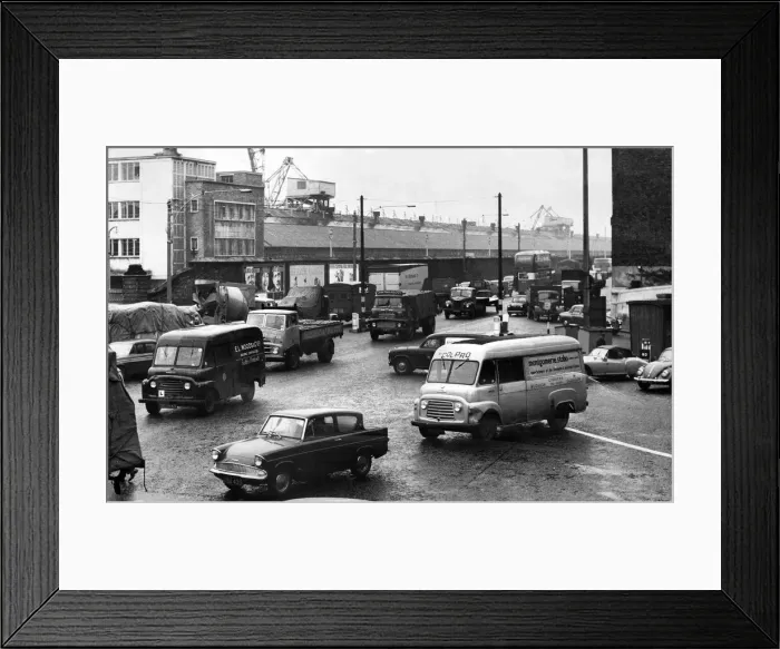 Framed Print : General view showing the busy traffic scenes along New Quay on the dock Road in Liverpool Framed Print : General view showing the busy traffic scenes along New Quay on the dock Road in Liverpool