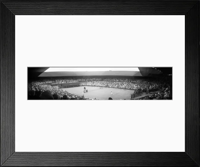Framed Print : Wimbledon Tennis, panoramic views of a match in action. 26th June 1962