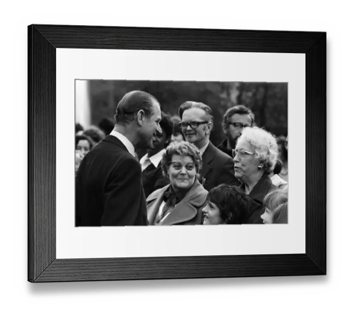 Framed Print : Prince Philip, Duke of Edinburgh visits the Church Hill Estate, Redditch. 4th May 1978 Framed Print : Prince Philip, Duke of Edinburgh visits the Church Hill Estate, Redditch. 4th May 1978