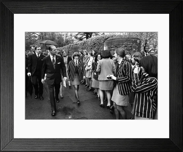 Framed Print : Prince Philip, Duke of Edinburgh visits Malvern Girls College. 4th May 1978 Framed Print : Prince Philip, Duke of Edinburgh visits Malvern Girls College. 4th May 1978