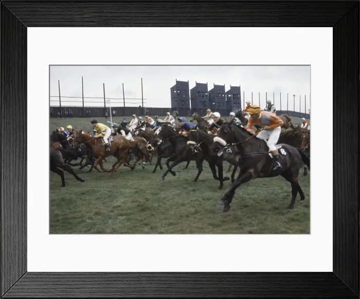 Framed Print : Grand National Horserace held at Aintree, Liverpool. Action during the race Framed Print : Grand National Horserace held at Aintree, Liverpool. Action during the race