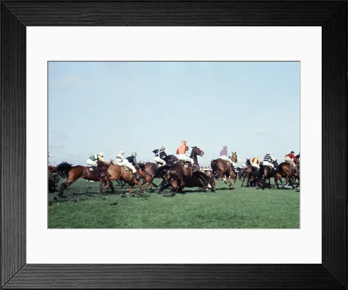 Framed Print : Grand National Horserace held at Aintree, Liverpool. Action at the Chair Framed Print : Grand National Horserace held at Aintree, Liverpool. Action at the Chair