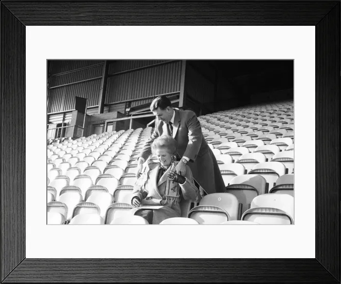Framed Print : Margaret Thatcher PM, visits Valley Parade, home of Bradford City Football Club Framed Print : Margaret Thatcher PM, visits Valley Parade, home of Bradford City Football Club