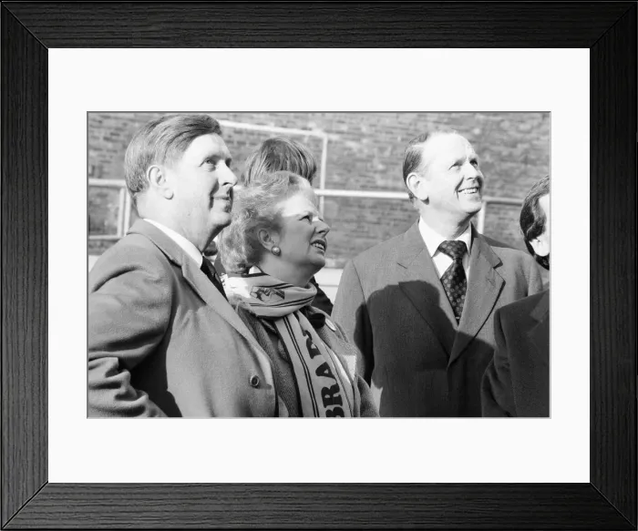 Framed Print : Margaret Thatcher PM, visits Valley Parade, home of Bradford City Football Club Framed Print : Margaret Thatcher PM, visits Valley Parade, home of Bradford City Football Club