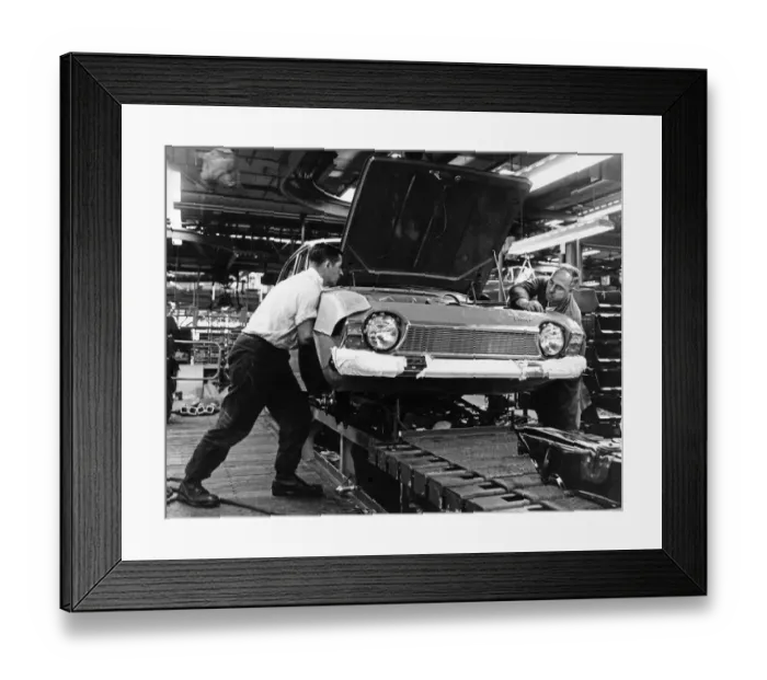 Framed Print : The new Ford Corsair car on the production line at the Ford Motor plant in Halewood