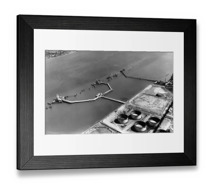 Framed Print : Aerial view of the new floating berths for super tankers constructed offshore