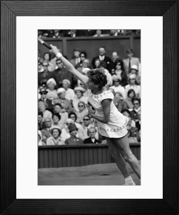 Framed Print : Wimbledon Tennis, Margaret Smith (pictured), in play against Billie Jean Moffitt Framed Print : Wimbledon Tennis, Margaret Smith (pictured), in play against Billie Jean Moffitt