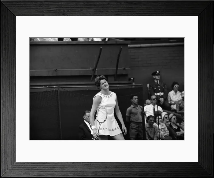 Framed Print : Wimbledon Tennis, Margaret Smith (pictured), in play against Billie Jean Moffitt Framed Print : Wimbledon Tennis, Margaret Smith (pictured), in play against Billie Jean Moffitt