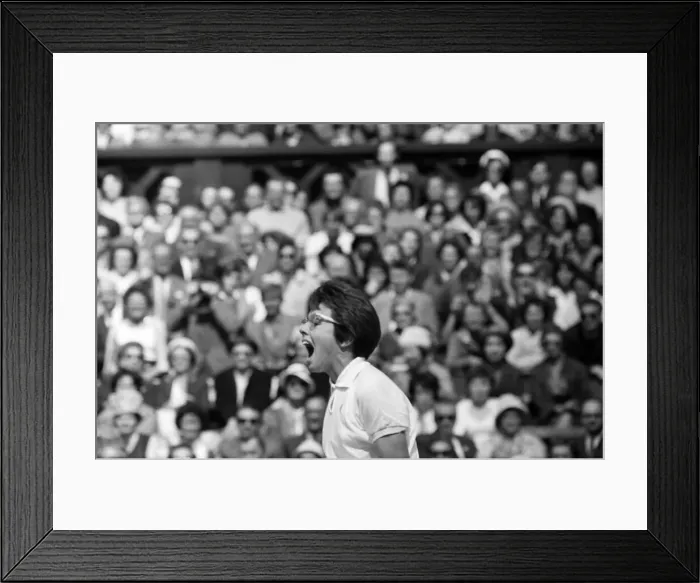 Framed Print : Wimbledon Tennis, Billie Jean Moffitt (later King) pictured in play against Margaret