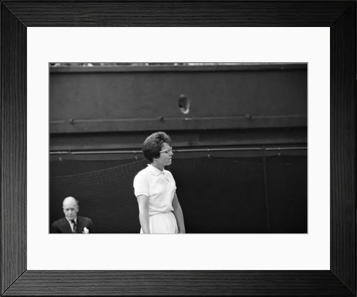 Framed Print : Wimbledon Tennis, Billie Jean Moffitt (later King) pictured in play against Margaret