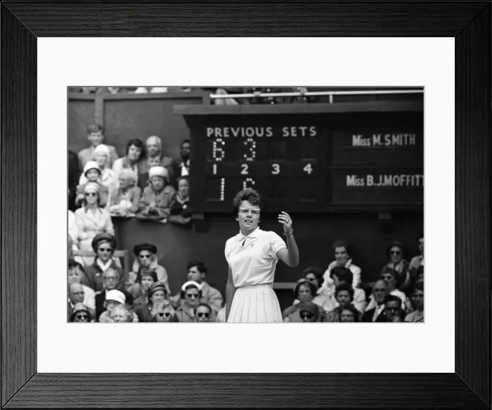 Framed Print : Wimbledon Tennis, Billie Jean Moffitt (later King) pictured in play against Margaret Framed Print : Wimbledon Tennis, Billie Jean Moffitt (later King) pictured in play against Margaret