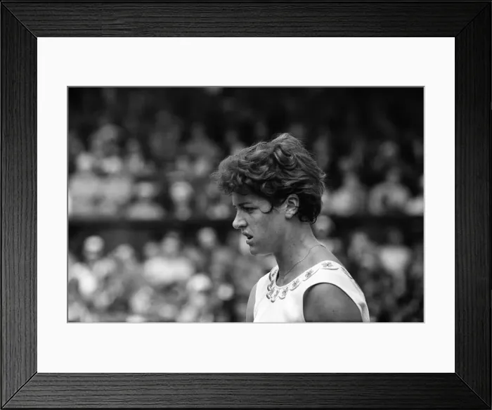 Framed Print : Wimbledon Tennis, Margaret Smith (pictured), in play against Billie Jean Moffitt Framed Print : Wimbledon Tennis, Margaret Smith (pictured), in play against Billie Jean Moffitt