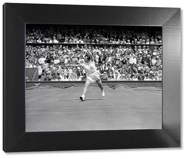 Wimbledon Tennis, Billie Jean Moffitt (later King) in play against Margaret Smith