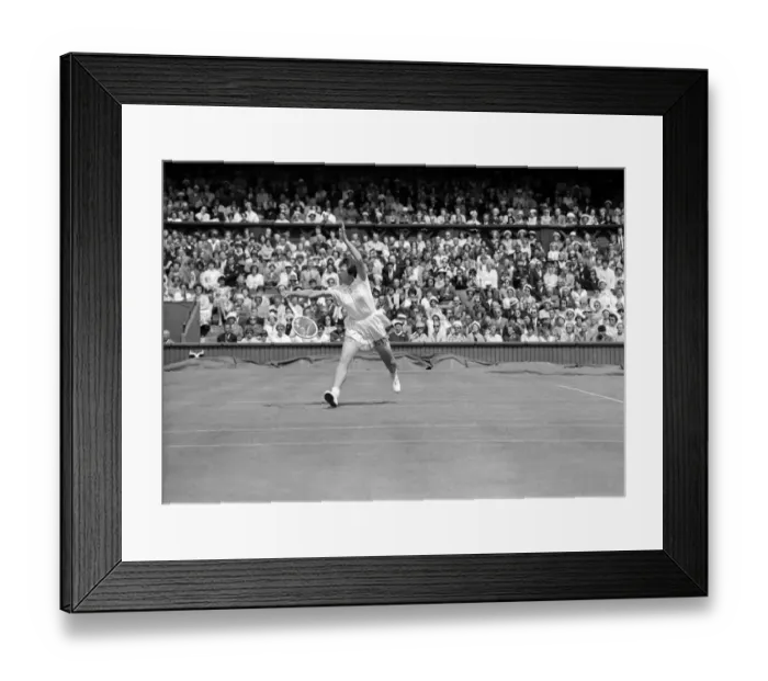 Framed Print : Wimbledon Tennis, Billie Jean Moffitt (later King) in play against Margaret Smith