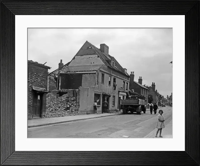 Framed Print : Demolition in an un-named street in Uxbridge circa 1936 Framed Print : Demolition in an un-named street in Uxbridge circa 1936