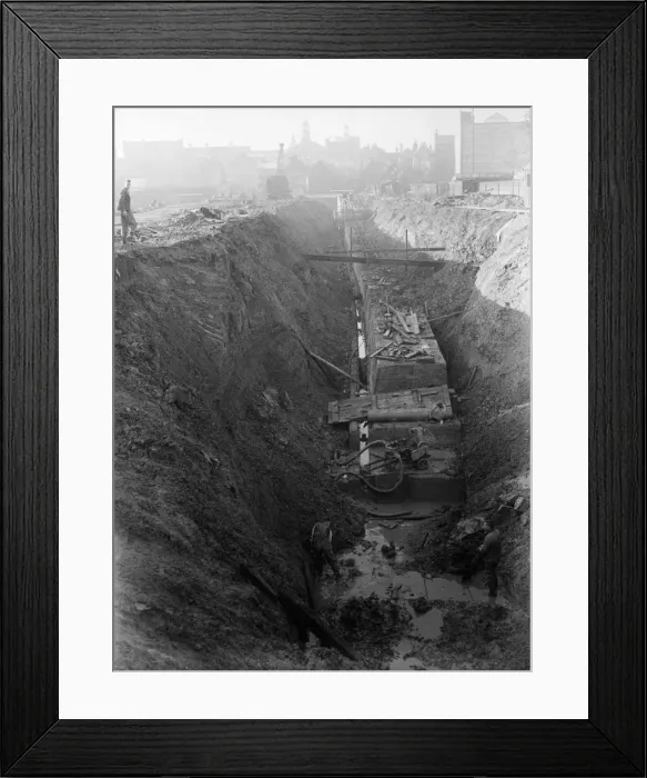 Framed Print : Excavations for new Uxbridge underground station 1936 Framed Print : Excavations for new Uxbridge underground station 1936